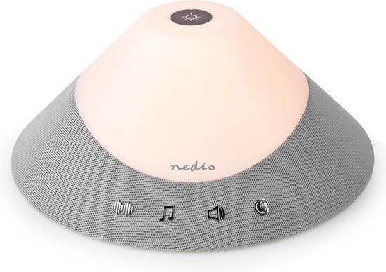 Nedis White Noise Machine - 20 Sound Options - 4 W - Maximale batterijduur: 5 uur - Dimbaar Licht - Tijdschakelaar - Grijs / Wit