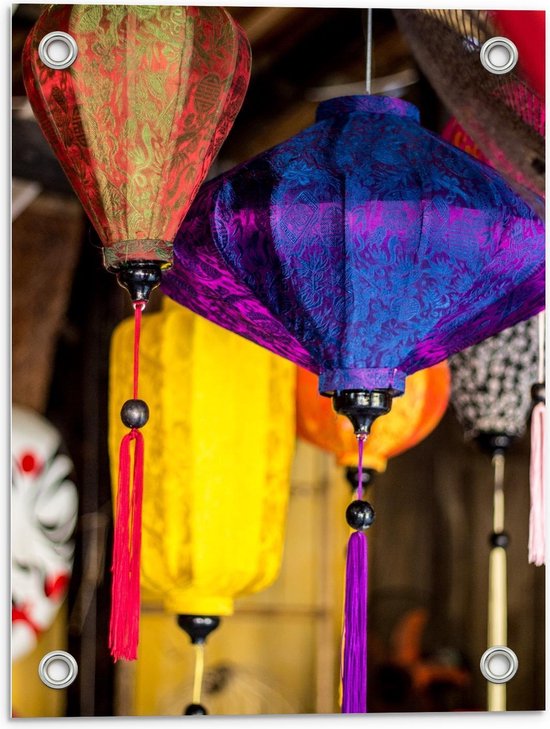 Tuinposter – Chinese Lampjes - 30x40cm Foto op Tuinposter  (wanddecoratie voor buiten en binnen)