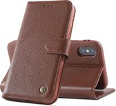 Echt Lederen Hoesje - Book Case Telefoonhoesje - Echt Leren Portemonnee Wallet Case - iPhone X - iPhone Xs - Bruin