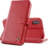 Echt Lederen Hoesje - Book Case Telefoonhoesje - Echt Leren Portemonnee Wallet Case - iPhone XR - Rood