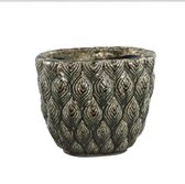 PTMD Pot Skipp groen met pauw M 21 X 13 X 18