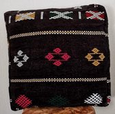 Marokkaanse poef of zitkussen bruin | Bohemian | vierkant | handgemaakt | diameter 84 cm | ongevuld
