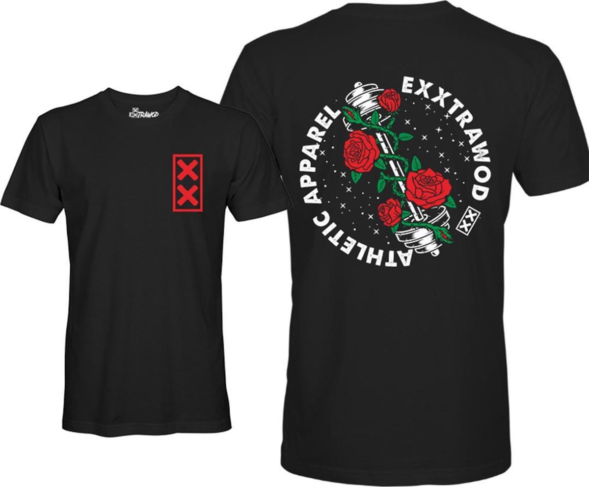 Exxtrawod Crossfit T-shirt Barbell Rose Unisex T-shirt Training kleding Maat S