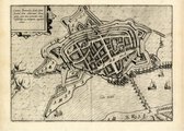 Mooie historische plattegrond, kaart van de stad Zaltbommel, door L. Guicciardini in 1612