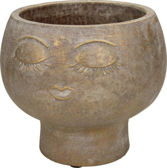 Foto: Wants needs bloempot face goud bloempot voor binnen bloempotten voor binnen goudkleurig