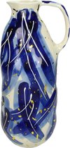 Grote vaas - 35 cm - blauwe vaas - vaas droogbloemen - aardewerk vaas - keramiek vaas - cadeau voor haar - kerstcadeau voor vrouwen
