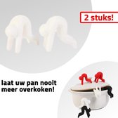 Deksel houder pannen - Mannetje dekselhouder - Set van 2 - Wit