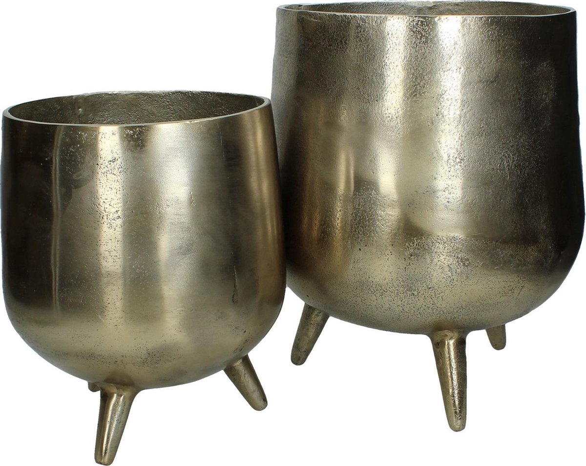 Vonper Bloempot Aluminium Goud 25 X 25 X 32 S/2