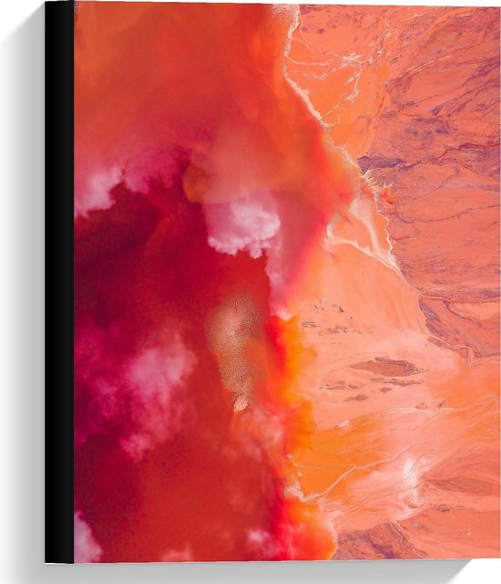 Canvas  - Verfmix Rood/Oranje/Roze - 30x40cm Foto op Canvas Schilderij (Wanddecoratie op Canvas)