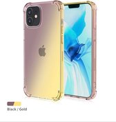 iPhone 12 Pro Max (6.7) hoesje - transparant hoesje - regenboog zwart/goud - siliconen - leuke kleur - hoesje met print -