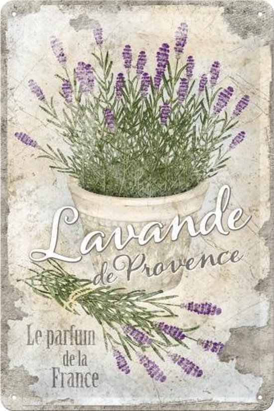 Lavande De Provence Plaque Murale En Métal En Relief 20 X 30 