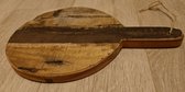 Snijplank oud hout - industrieel - uniek - rond - klein - broodplank - serveerplank - serveerplateau