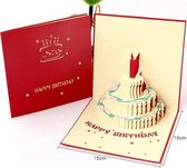 Akyol - 3D wenskaart Happy Birthday verjaardagstaart - verjaardagskaart - Pop-up kaart - Kaart verjaardag - Kaart Taart
