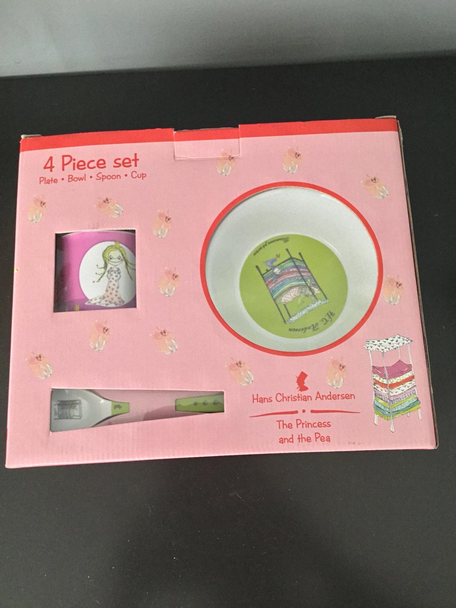 Peuter eetset prinses en de erwt  4 delig - tijdelijk verpakt in mooie juten sint zak