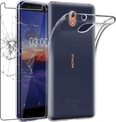 Silicone hoesje transparant met 2 Pack Tempered glas Screen Protector Geschikt voor: Nokia 5.1 Plus