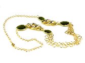 model Chanel collier in brons goudkleurige schakels en groene stenen