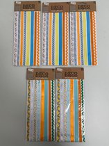 Hobby decoratie: sierlijk lint - set van 5 verpakkingen (oranje/blauw/geel/groen)
