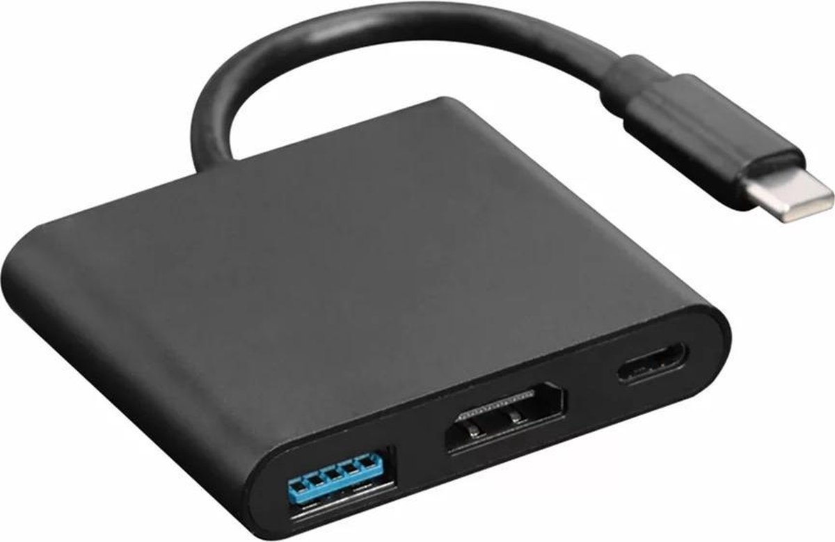 USB-C hub zwart met HDMI (4K/30hz) voor Macbook , USB 3.0 & USB-CUSB-C hub zilver met HDMI, USB 3.0 & USB-C-LOUZIR