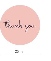 40x Sticker | THANK YOU | roze & zwart | 25 mm