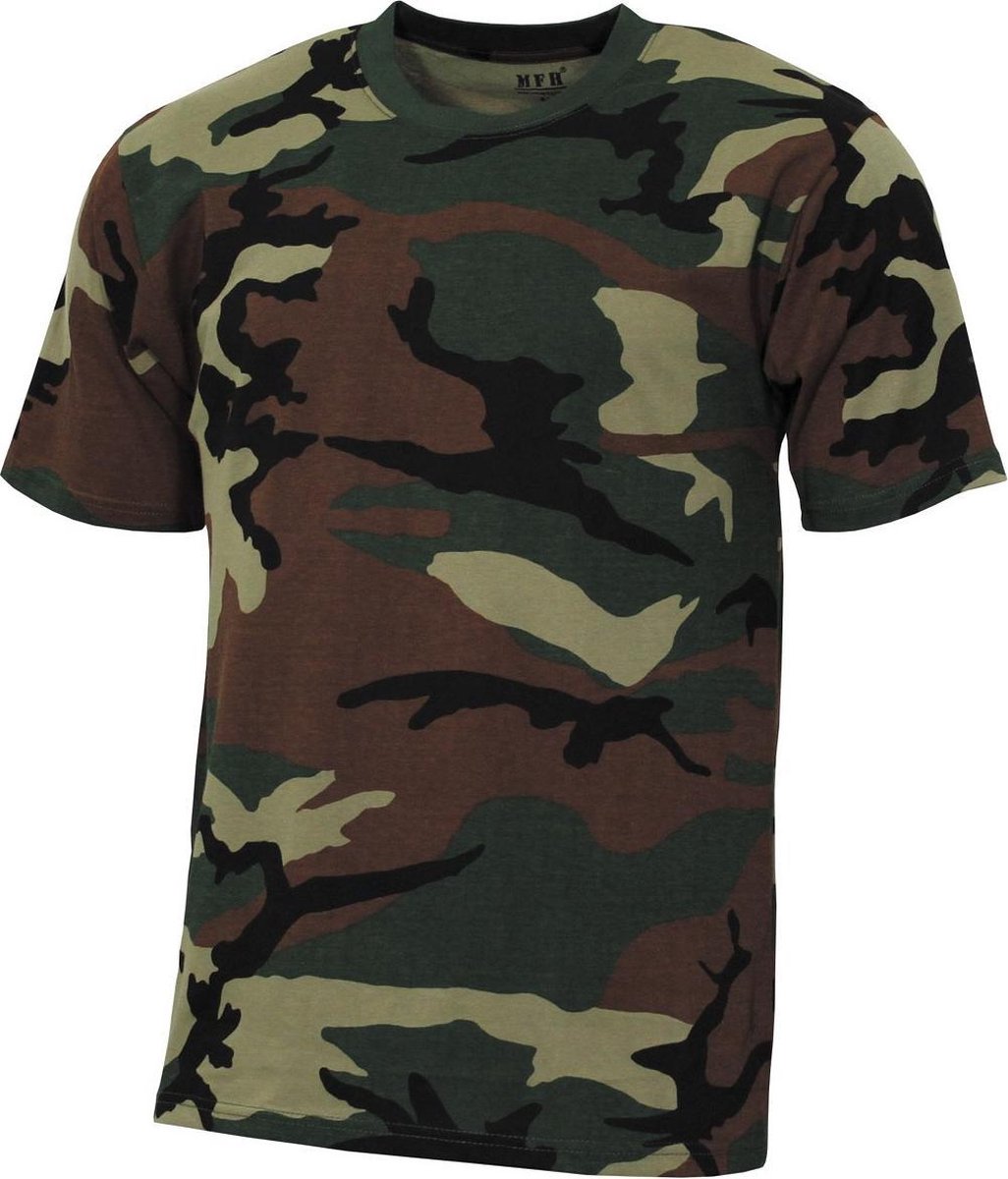 MFH US T-shirt “Streetstyle” camo 145 g/m² Woodland Camouflage