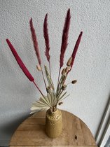 Pink Boeket - Droogbloemen - Dried Flowers - Dryflowers - Gedroogde Bloemen - Boeket - 70 cm - Palmblad - Eyecatcher - Naturel - Roze