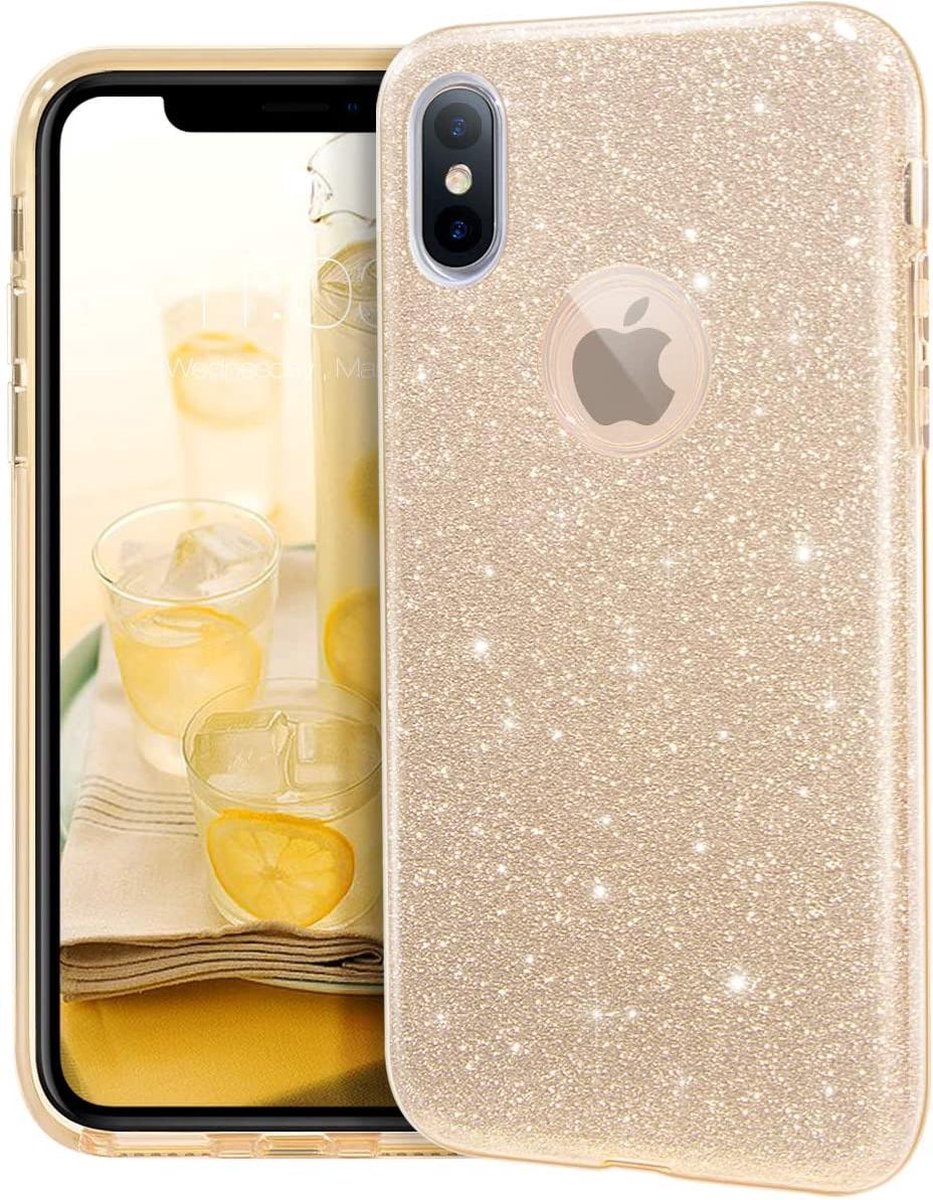 Apple iPhone XS Max hoesje - Goud - Glitter - Soft TPU