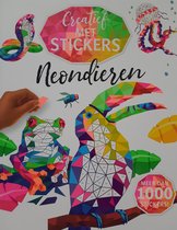 Creatief met Stickers - Neon dieren - stickerboek voor volwassenen - stickeren op nummer - 8 afbeeldingen