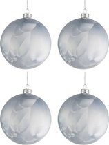 J-Line Doos Van 4 Kerstbal Glas Mat Ijsblauw Medium 10Cm / Set van 2 dozen