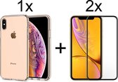iPhone X/XS/10 hoesje siliconen case cover transparant - Full Cover - 2x iPhone X/XS screenprotector