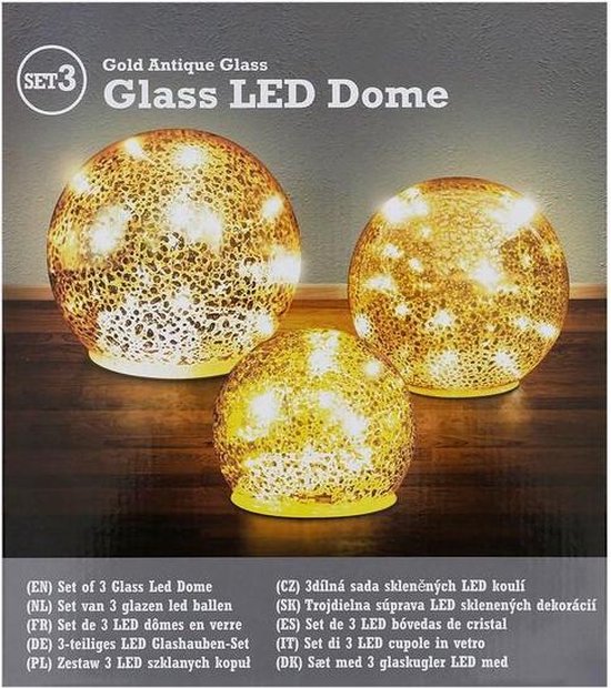 Led ballen 3-delig - Kerst - Sfeer lampen LED - Glazen bollen - Sfeer  verlichting (Groot) | bol.com