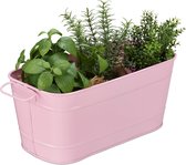 Relaxdays plantenbak metaal - balkonbak - langwerpige bloembak - vintage - buiten & binnen - roze
