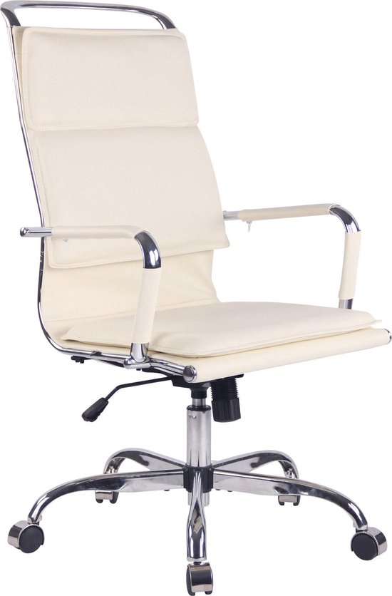 Chaise de Chaises de bureau de bureau pour adultes - Design - Ergonomique - Cuir artificiel - Crème - 58x63x120 cm