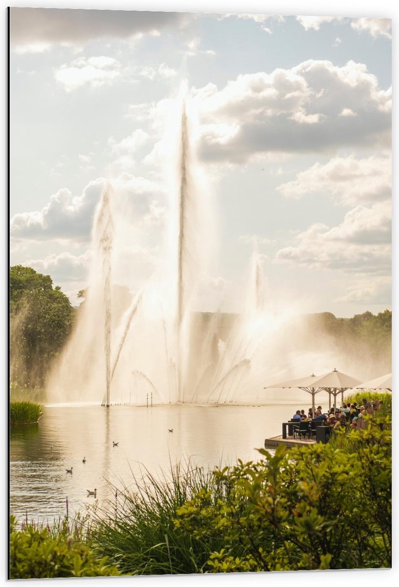 Dibond - Waterfontein - 60x90cm Foto op Aluminium (Wanddecoratie van metaal)