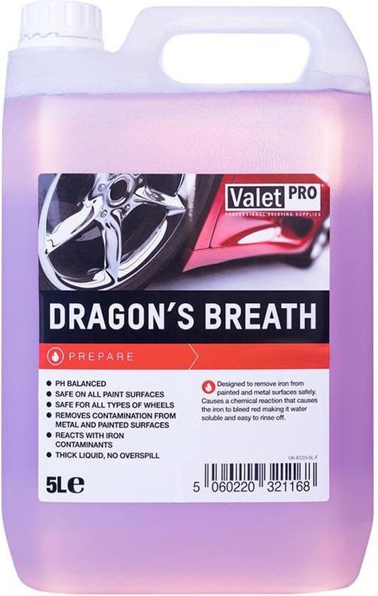 ValetPro - Dragon's Breath - Velgenreiniger - Kleurindicator - Wheelcleaner - Vliegroestverwijderaar. De beste velgenreiniger op de markt.