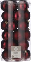30x Boules de Noël synthétiques rouge foncé 6 cm - Boules de Noël incassables rouge foncé 6 cm
