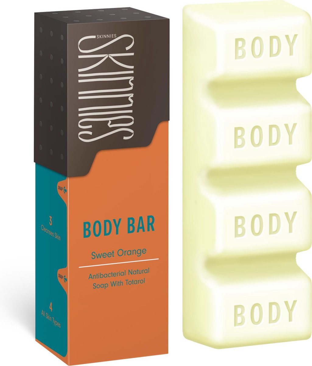 Goedkoopste Skinnies Body Bar - Lichaamsverzorging antibacterieel - Zeep bar - Reiniging - Sweet Orange - Soap bar unisex 100 gram
