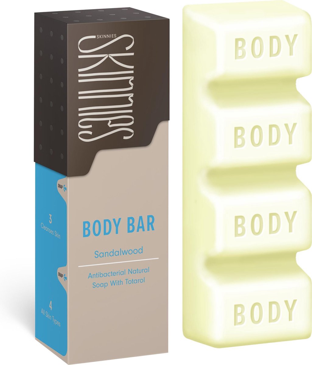 Goedkoopste Skinnies Body Bar - Lichaamsverzorging antibacterieel - Zeep bar - Reiniging - Sandelwood - Soap bar unisex 100 gram