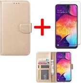 BixB Samsung Galaxy S10 Lite 2020 hoesje - bookcase Goud + tempered glas screenprotector