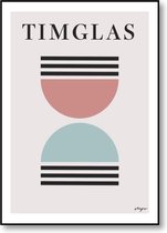Miss Peggy - poster Abstract - Timglas Rood Groen - Minimalistisch - Scandinavisch - A4