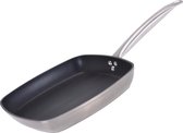 Zilver/zwarte grilpan met anti-aanbak laag 26 cm - Keukenbenodigdheden - Kookbenodigdheden - Koken - Vlees braden - Pannen - Aluminium grillpannen/koekenpannen
