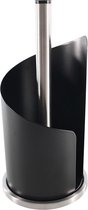 Zilveren/zwarte RVS keukenrolhouder rond 16 x 30 cm - Keukenpapier/keukenrol houders - Houders/standaards voor in de keuken