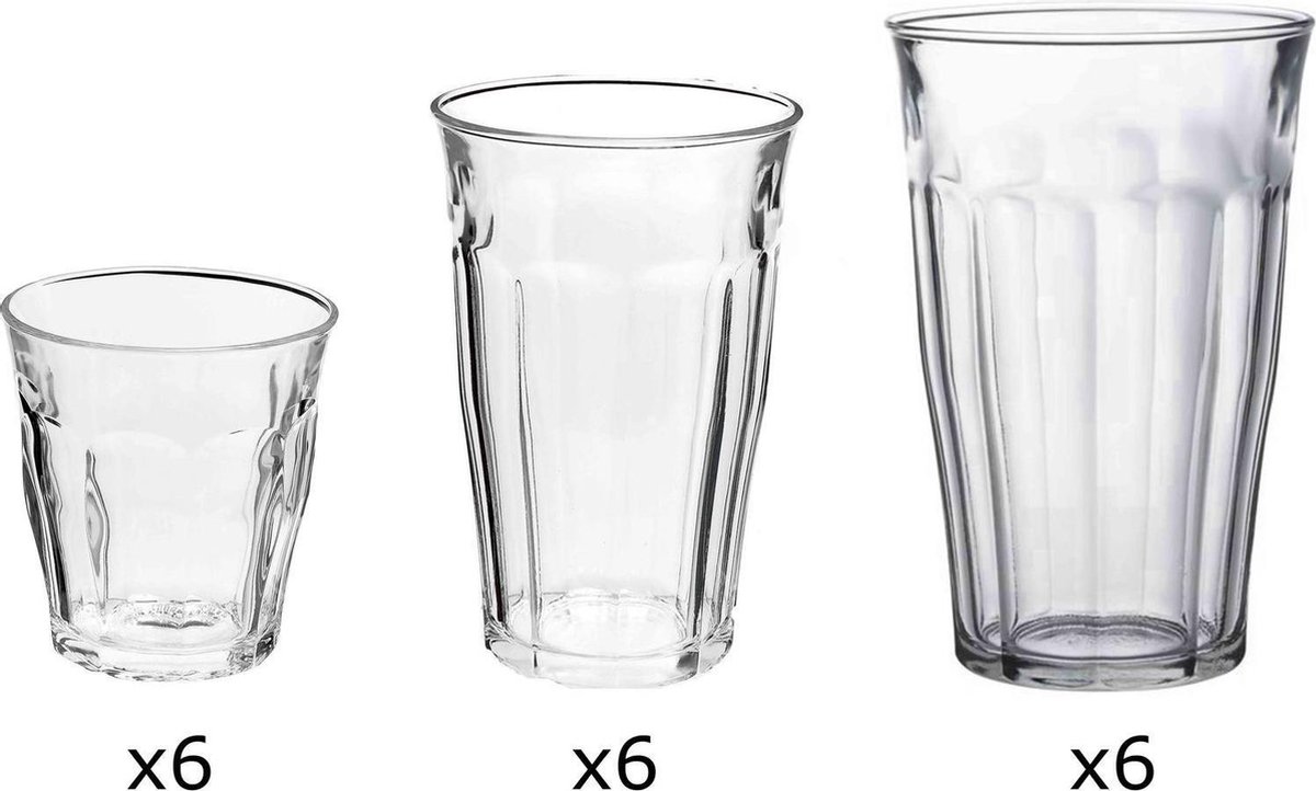 Duralex Picardie Glazenset - Gehard glas - 18-delig