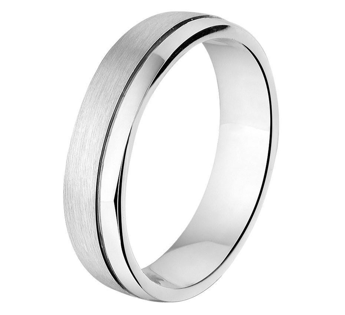 Zilver Gerhodineerde Ring A201 - 5 mm - zonder cz 1315356 18.00 mm (57)