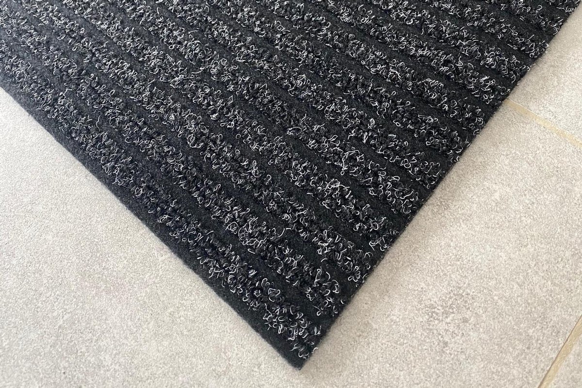 JYG Keukenloper tapijtloper STRIPE - 50x500 cm - anti-slip - antraciet - JYG