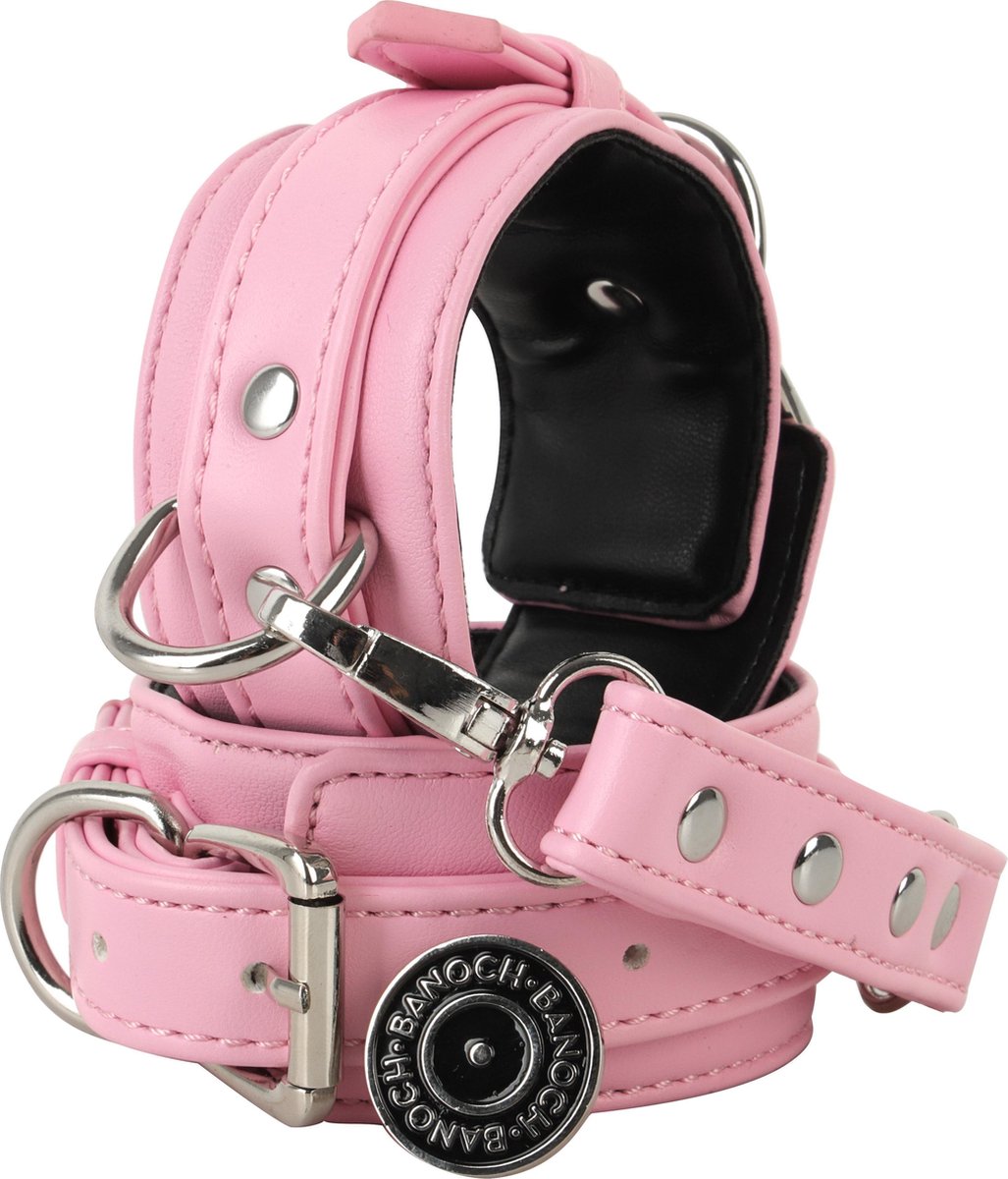Goedkoopste Banoch | enkelboeien van pu leer | roze / zwart| bondage