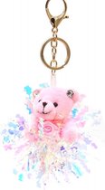 Sleutelhanger/tashanger - Glitter beertje - Roze