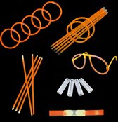 Glowsticks - Breekstaafjes - Glow in the dark sticks  - 100 stuks incl. 10 brilmonturen - Oranje