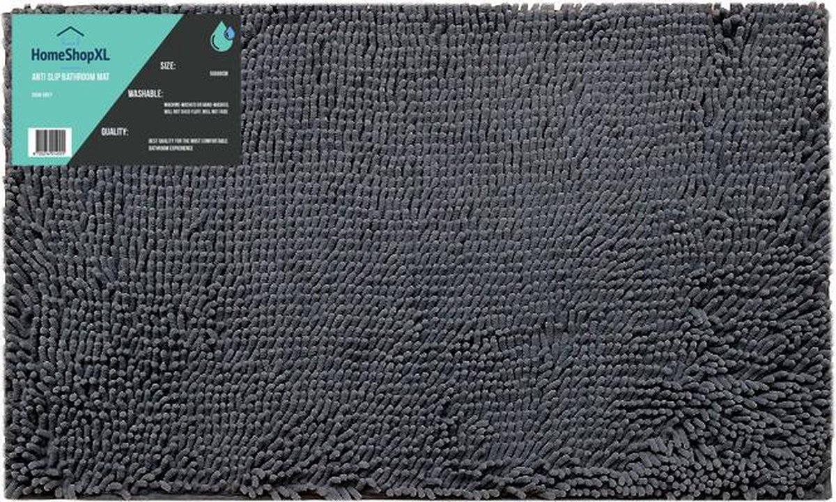 Badmat - 50x80cm - Donkergrijs Antraciet - Grote Antislip Douchemat Badkamermat of WC mat - HomeShopXL