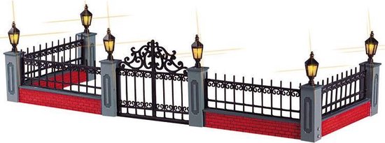 Lemax - 'Lighted Wrought Iron Fence' - Verlicht accessoire - Exclusief adapter (werkt ook op batterijen)