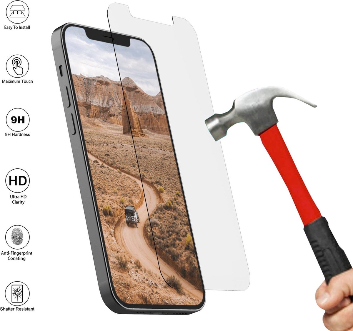 Screenprotector geschikt voor iPhone 12 PRO MAX screenprotector - Tempered glass – anti scratch – iPhone 12 PRO MAX screen protector – case friendly - EPICMOBILE